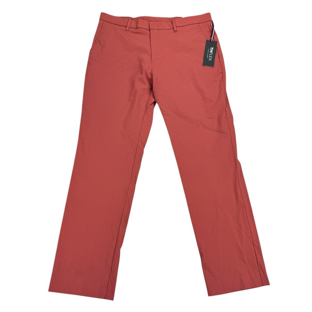 Tommy Hilfiger Mens TH Flex Tate Modern Fit Solid Pants Red 34x30